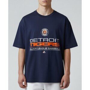 Detroit Tigers Cooperstown Collection T-Shirt Navy Blue Majestic M 100% Cotton